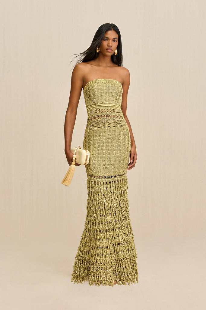 MORGAN CROCHET GOWN - GOLD CULT GAIA MORGAN CROCHET GOWN - GOLD CULT GAIA
