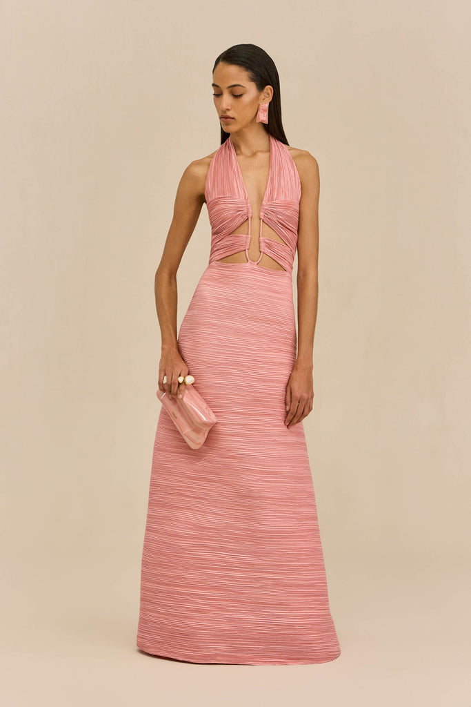 cult gaia pink dress fringe Cult Gaia Bianca Fringe-Trim Coverup Dress
