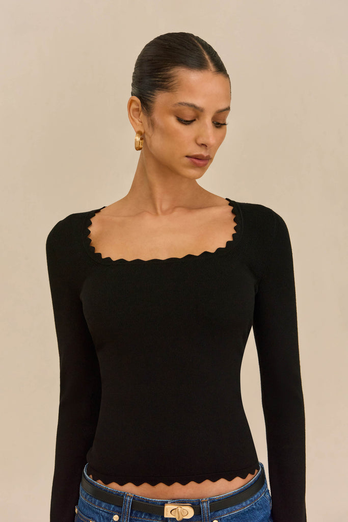 JEAN KNIT TOP - BLACK – CULT GAIA