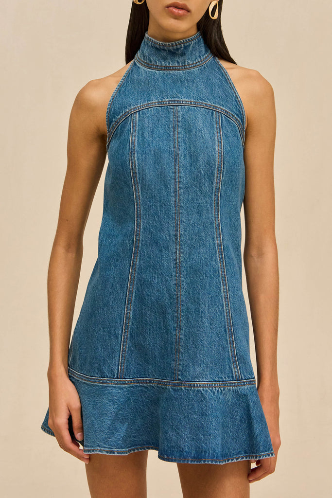 Cult Gaia NEROLI DRESS - MEDIUM WASH BLUE