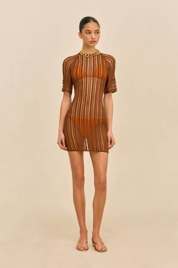 RURU KNIT COVERUP DRESS - SADDLE – CULT GAIA