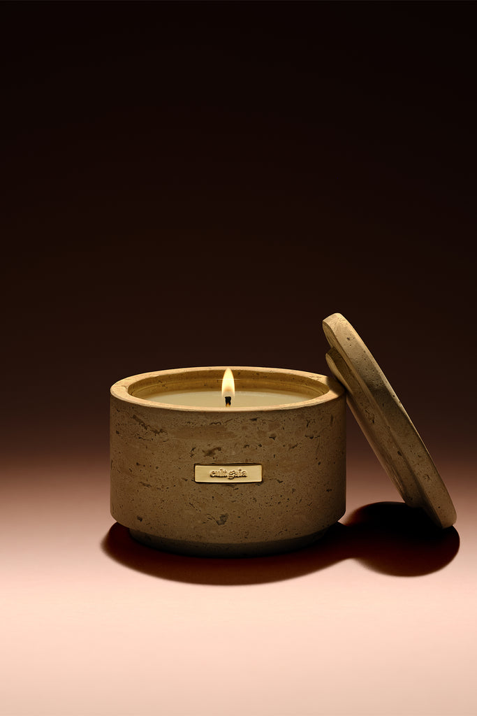 TRAVERTINE VESSEL & CANDLE – CULT GAIA