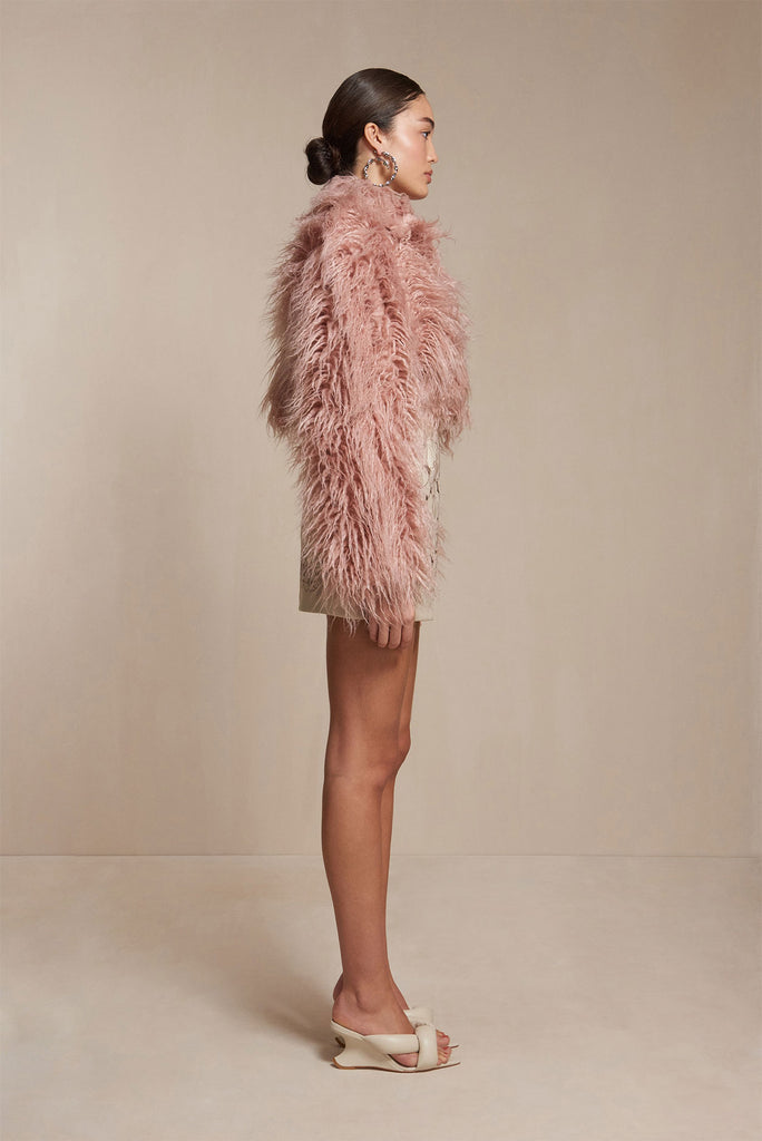 Cult Gaia adda Cropped Faux-Fur Jacket - Pink