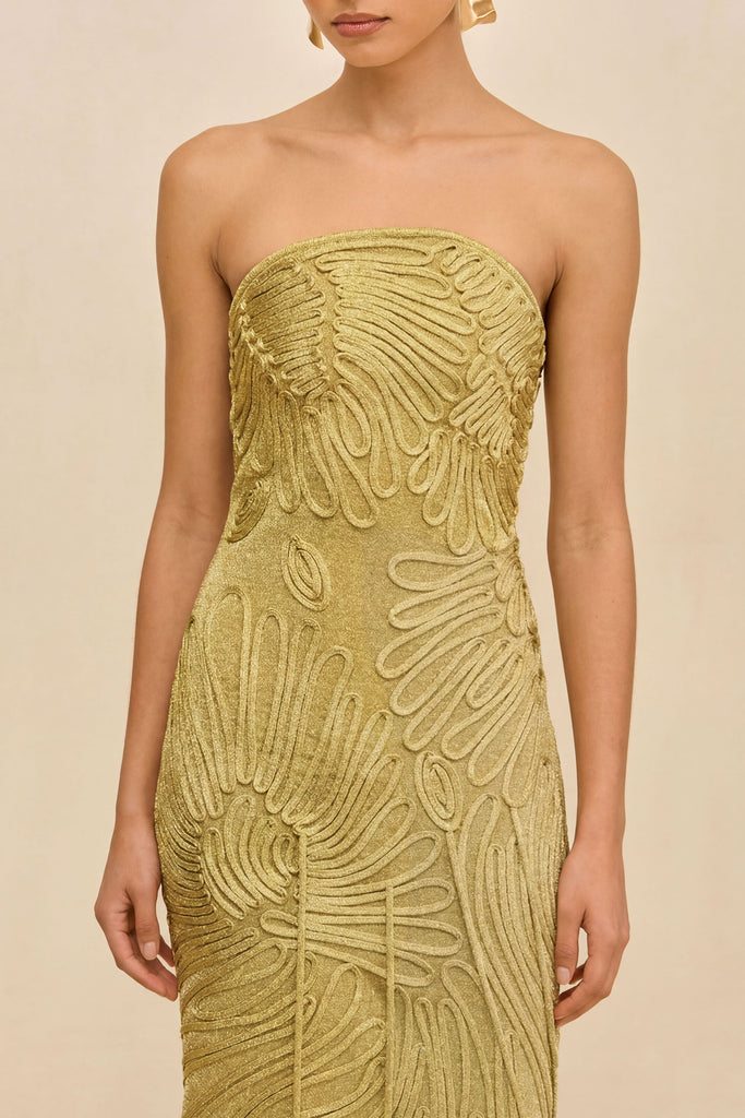 Cult Gaia Edina Dress in Metallic Gold