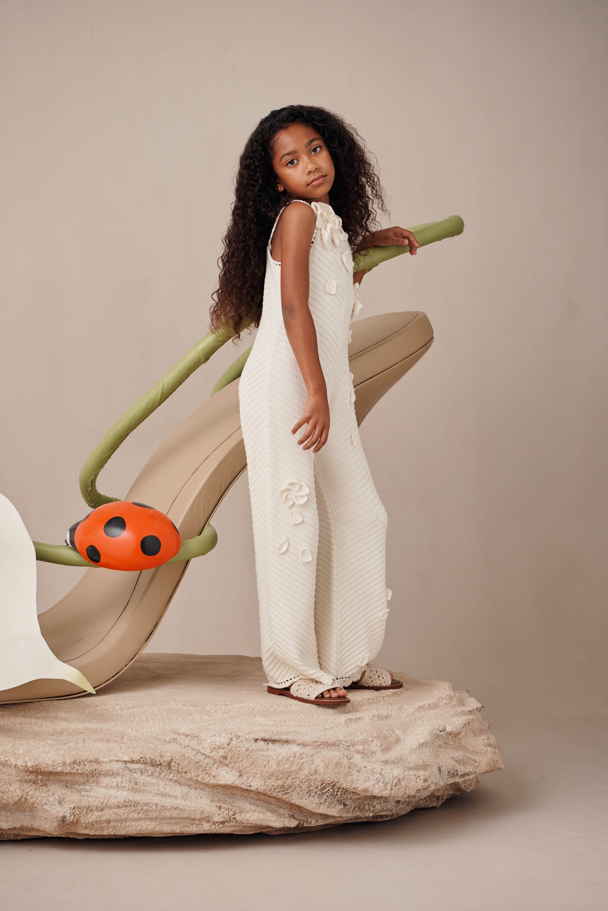 KIDS CHRYSANTHEMUM JUMPSUIT - OFF WHITE