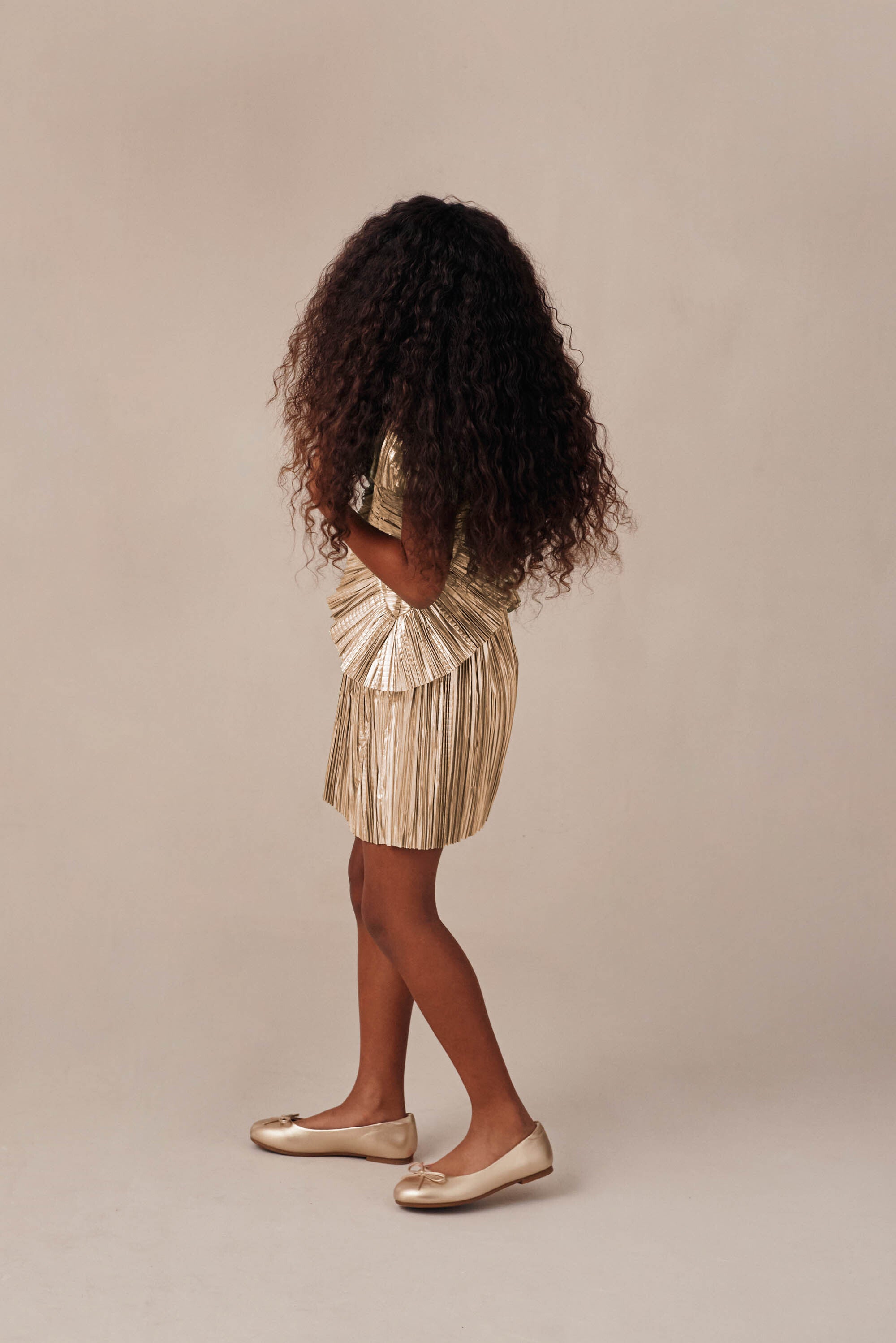 KIDS CHARLIQUE DRESS - GOLD