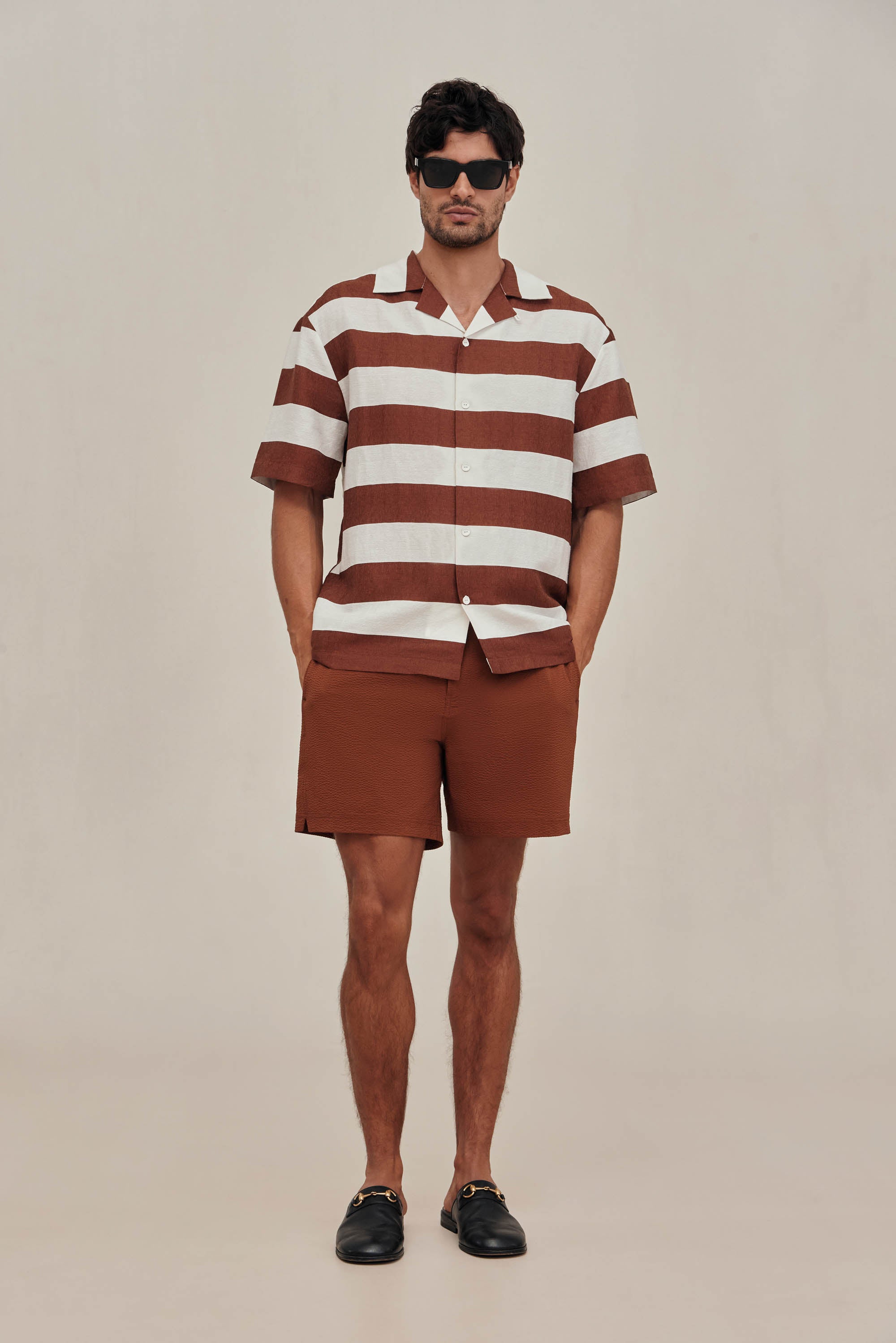 LEONARDO SHIRT - LARGE SADDLE STRIPE