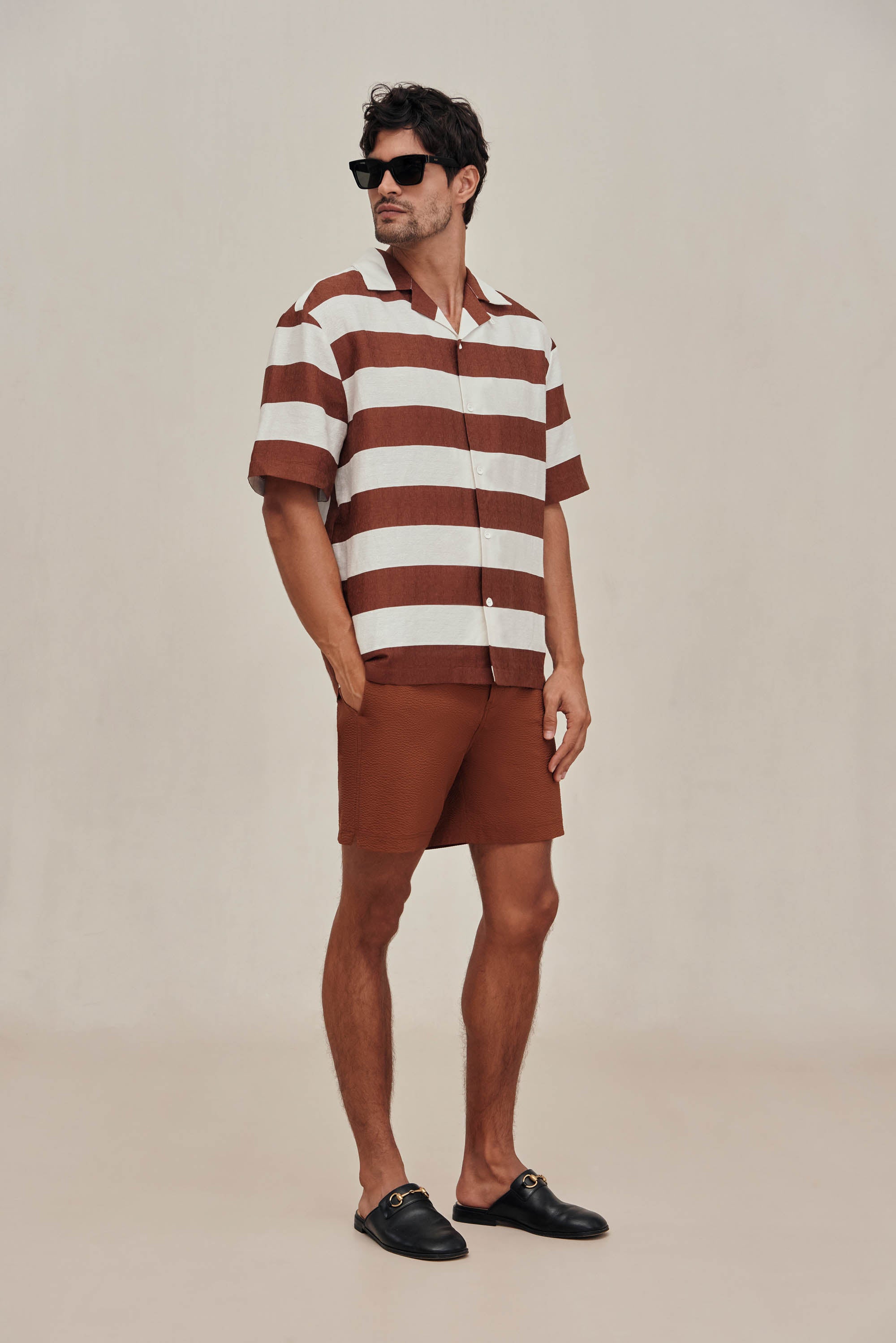 LEONARDO SHIRT - LARGE SADDLE STRIPE