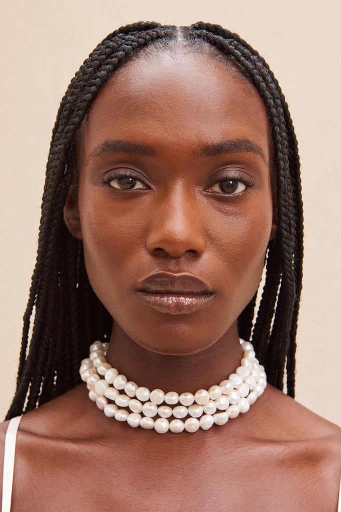 Clay Heishi Pearl Choker Necklace/ Genuine Pearl Nestled in Clay Beads –  Just Bead It