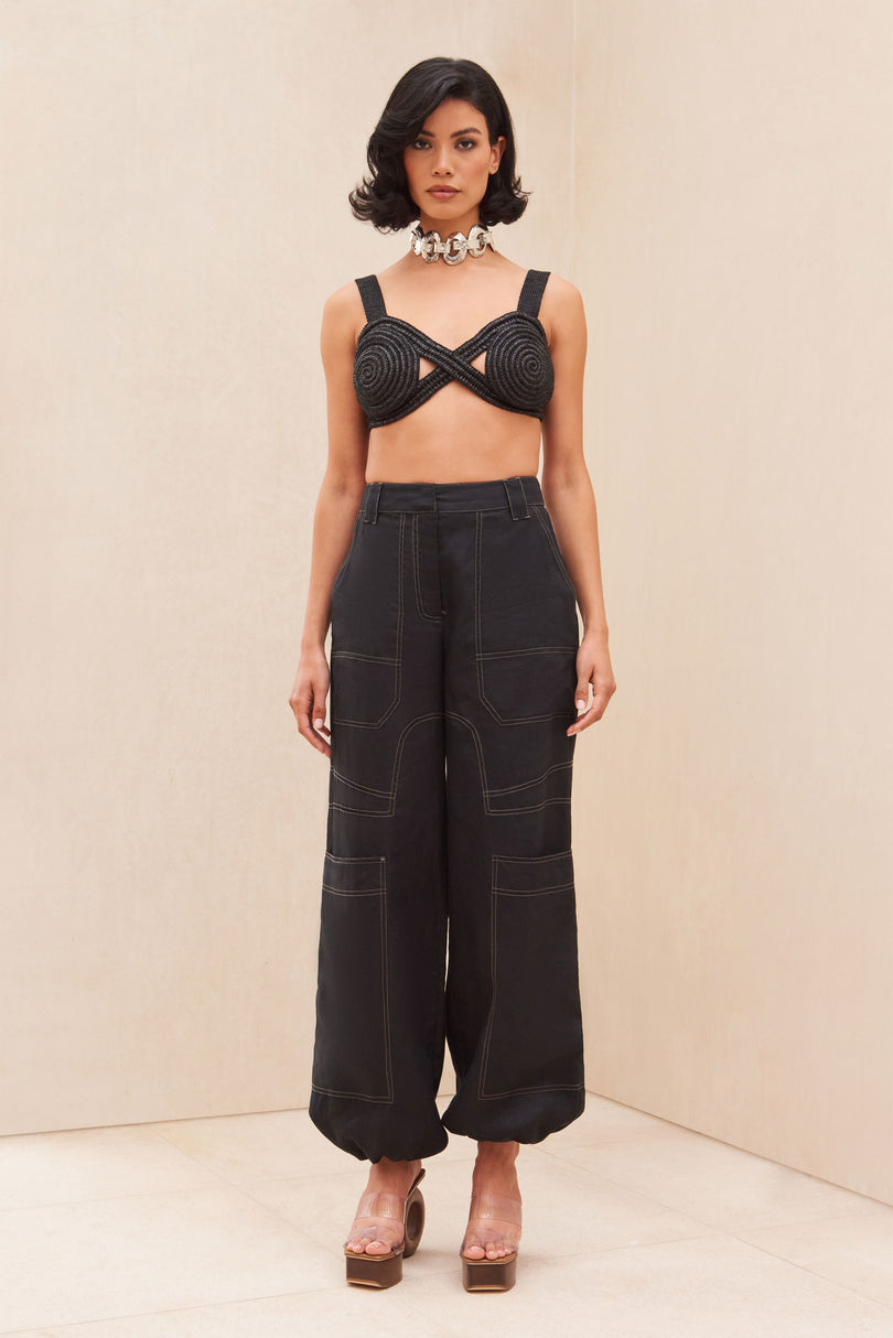 GABI CROCHET TOP - BLACK