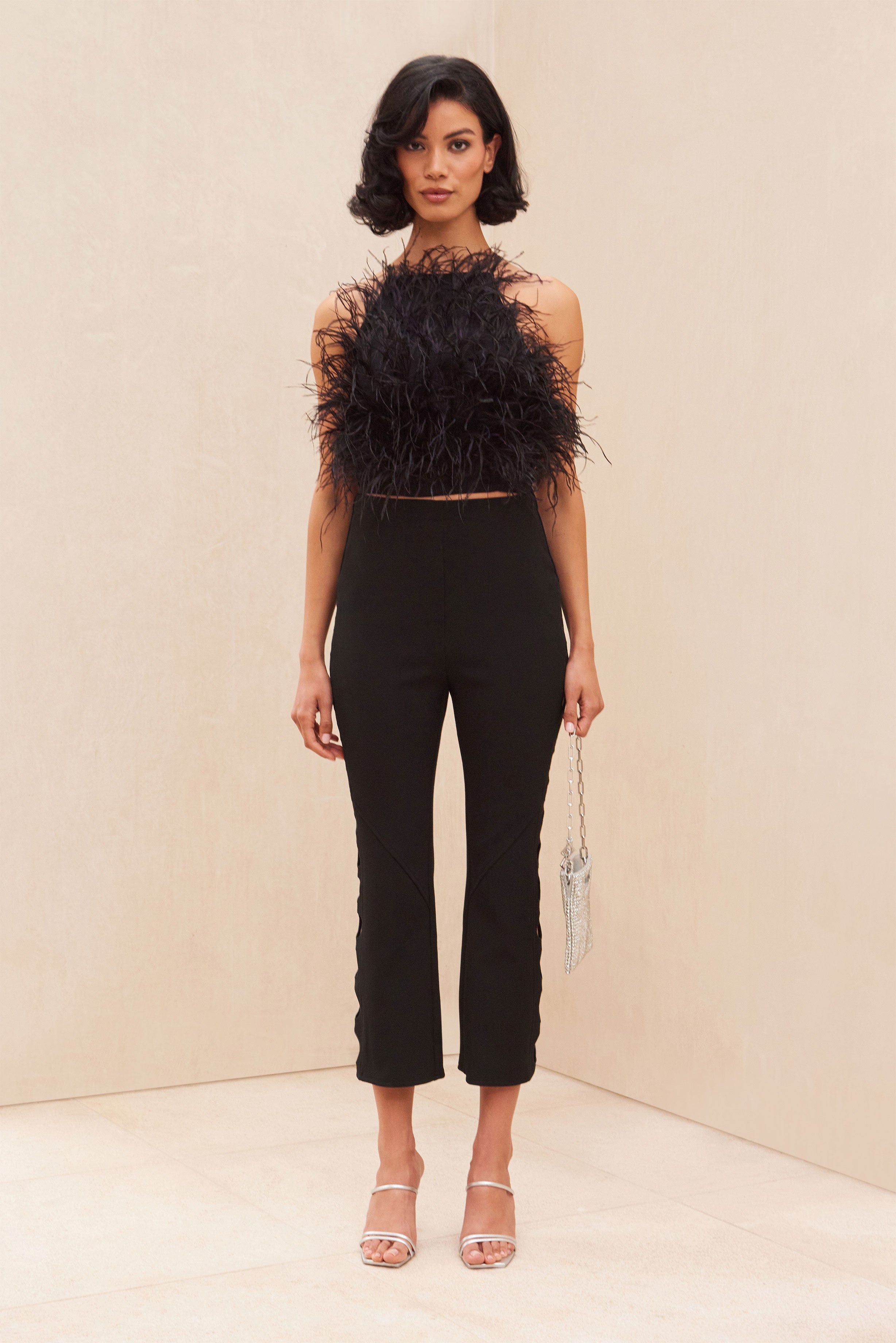 JOEY FEATHER TOP - BLACK