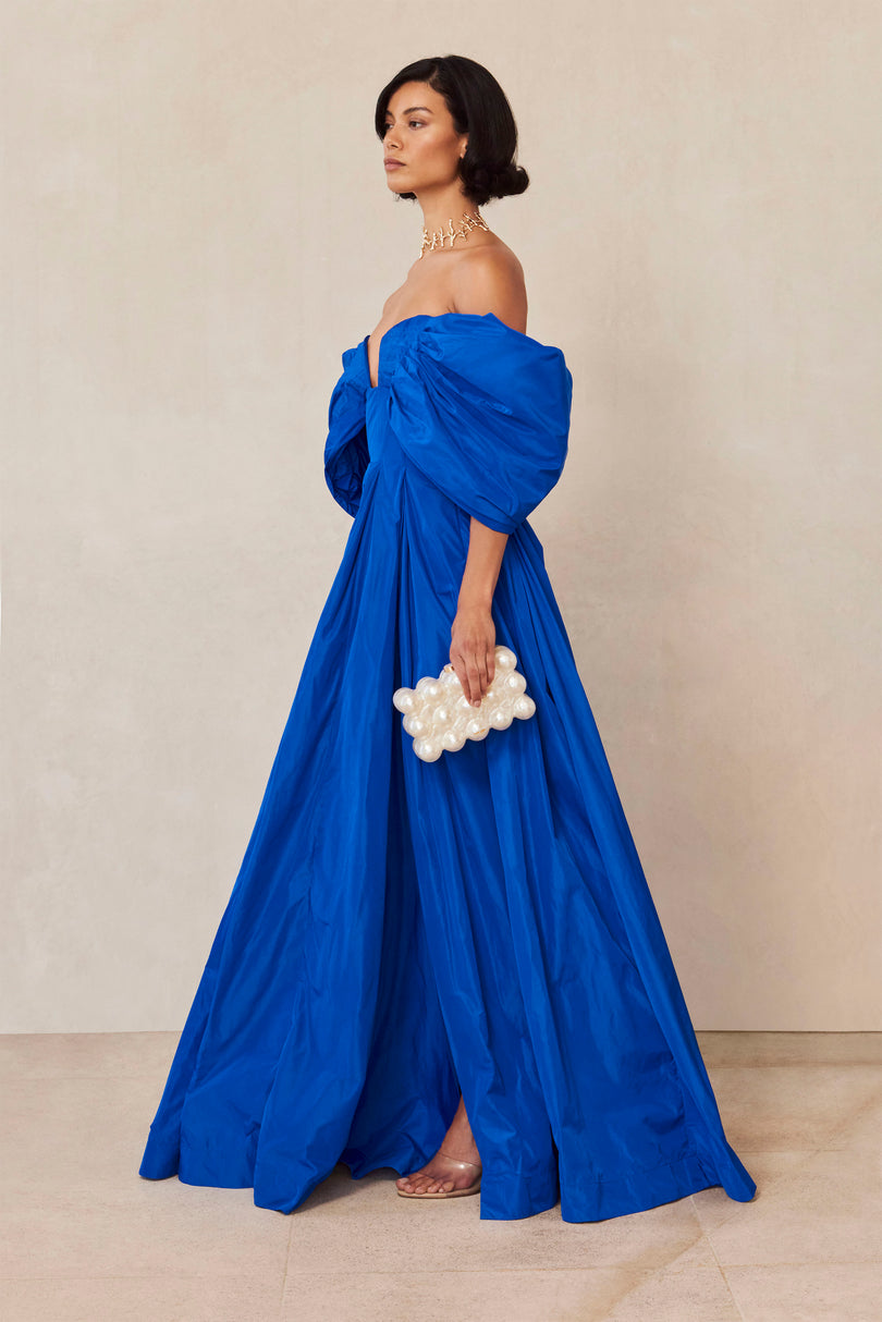 Long Taffeta Prom Dresses One Shoulder Bow Back – Lisposa