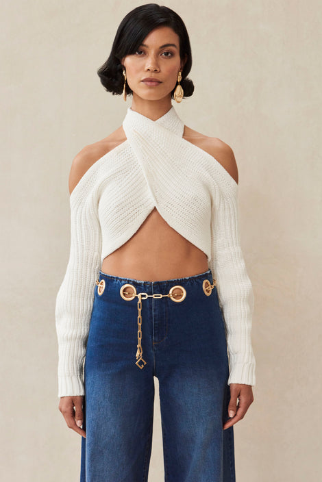 ELYSE KNIT TOP - OFF WHITE