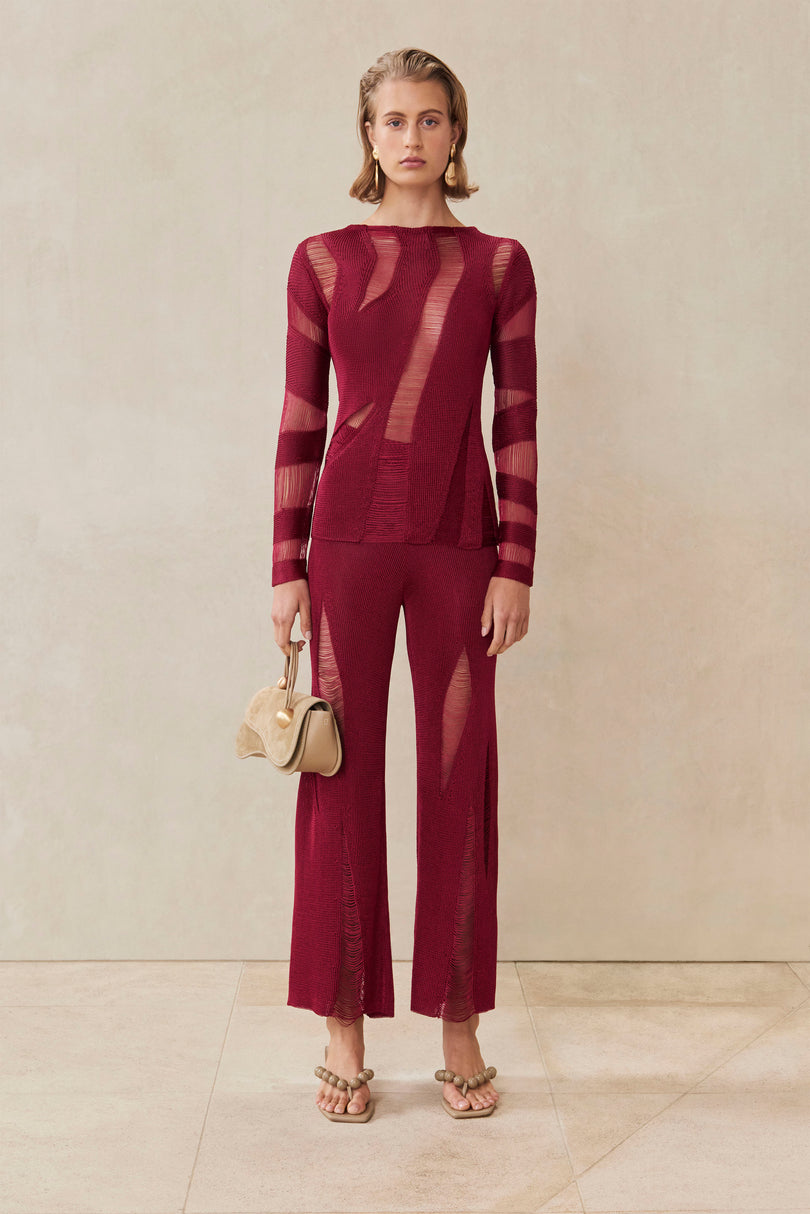 KATANA KNIT PANT - CARMINE