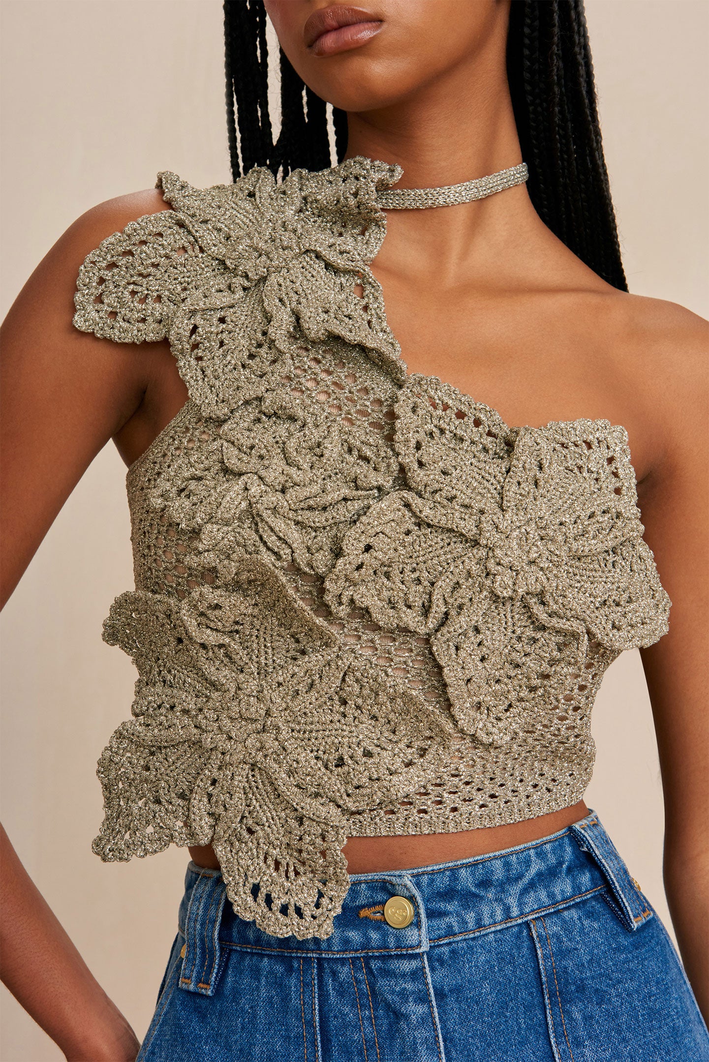 CULT GAIA NAZANIN CROCHET TOP IN TEA SHIMMER