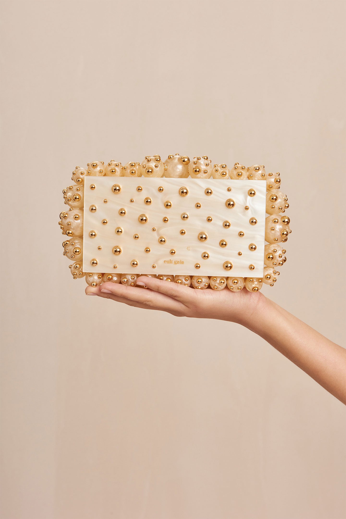 EOS CLUTCH - STUDDED IVORY