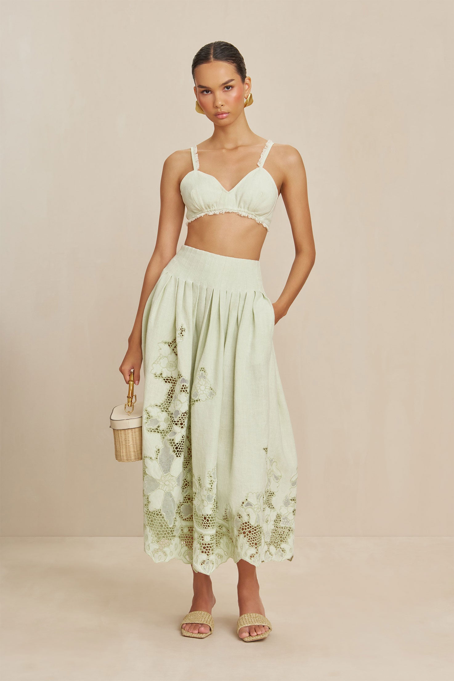 CULT GAIA DARINA SKIRT IN LIGHT HONEYDEW