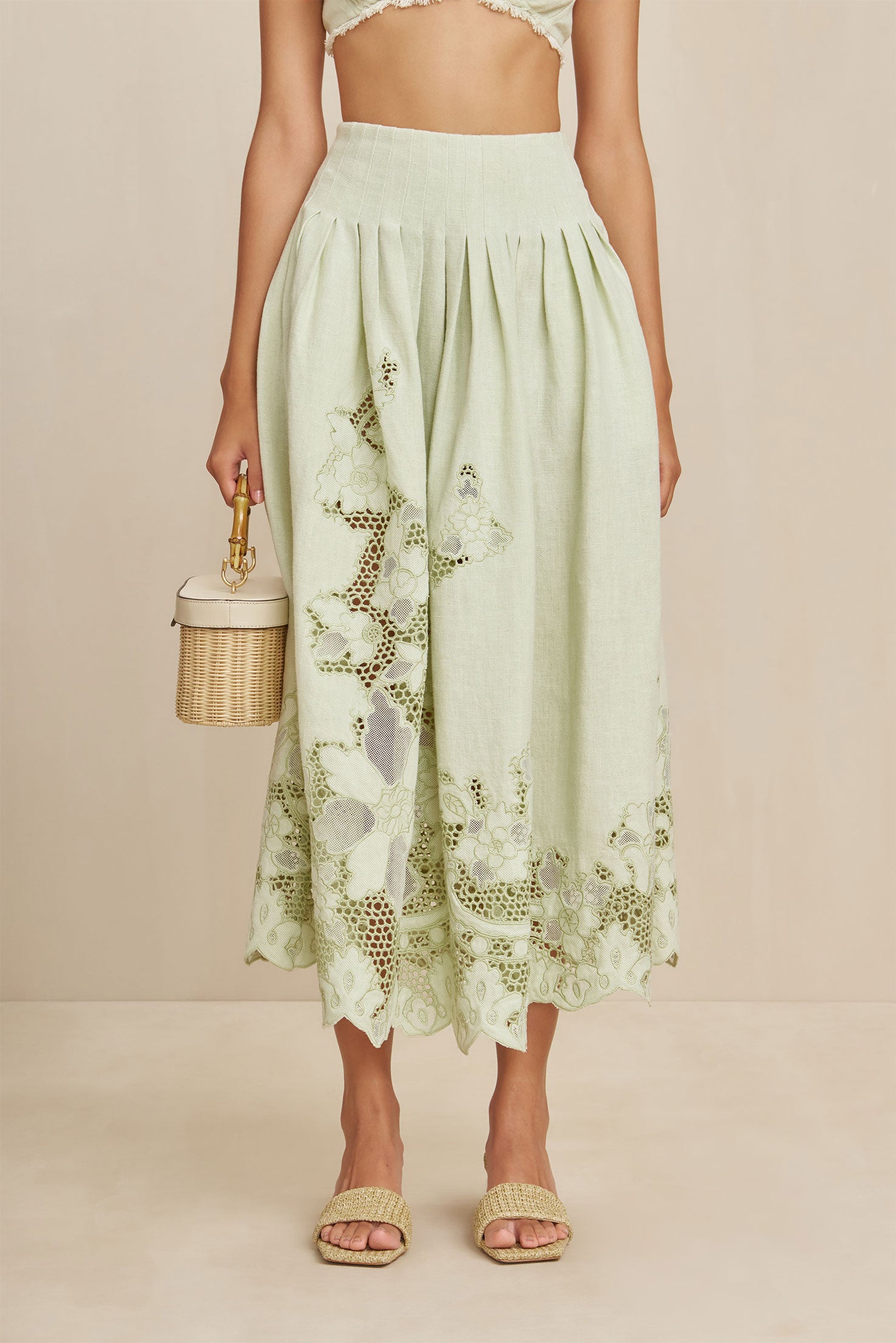 CULT GAIA DARINA SKIRT IN LIGHT HONEYDEW