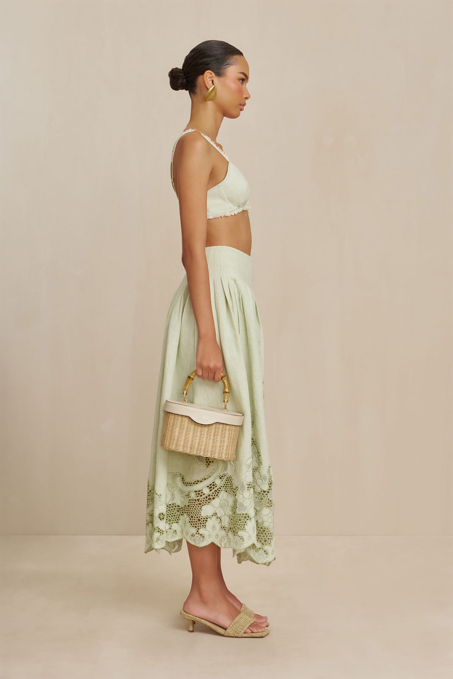 CULT GAIA DARINA SKIRT IN LIGHT HONEYDEW