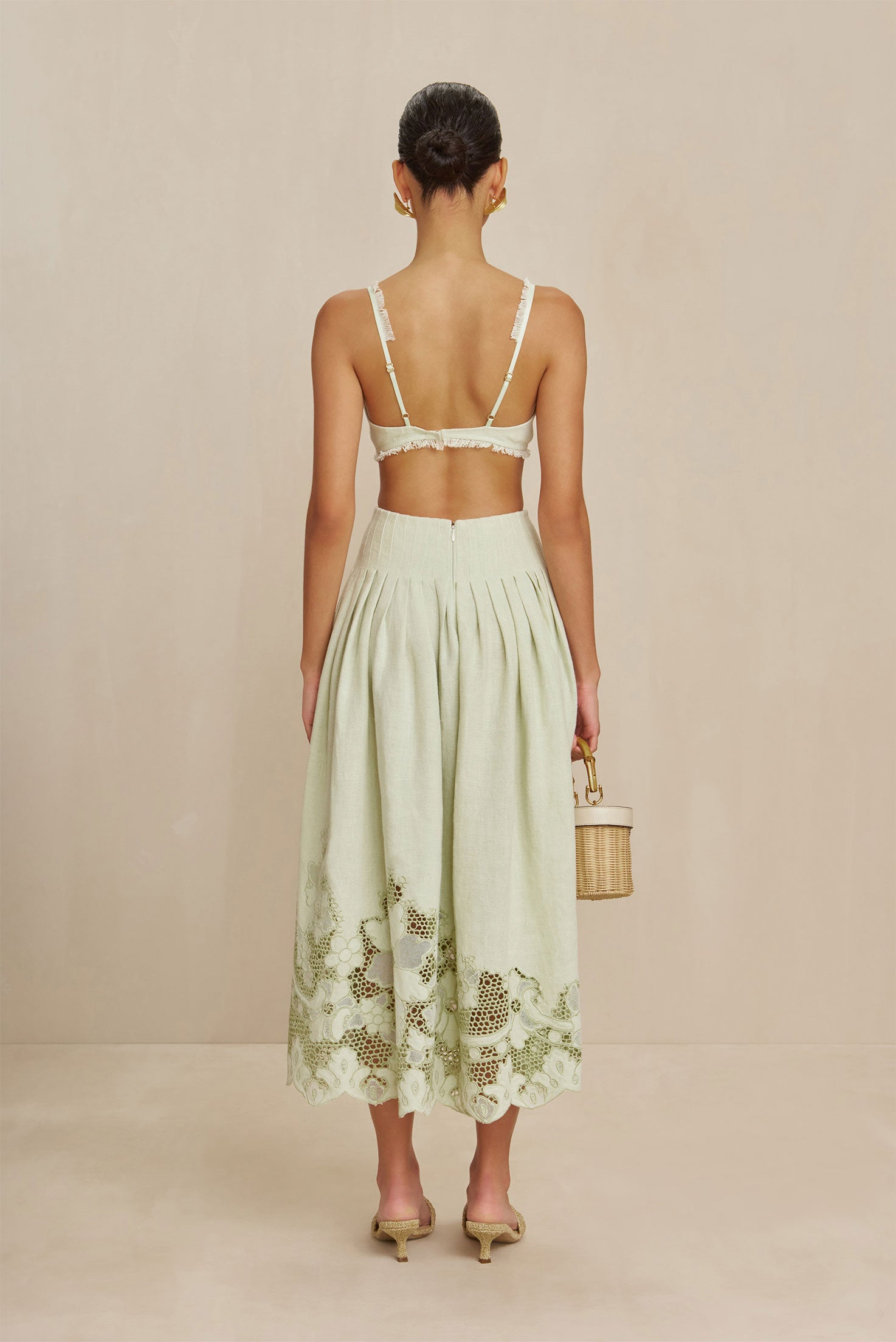 CULT GAIA DARINA SKIRT IN LIGHT HONEYDEW
