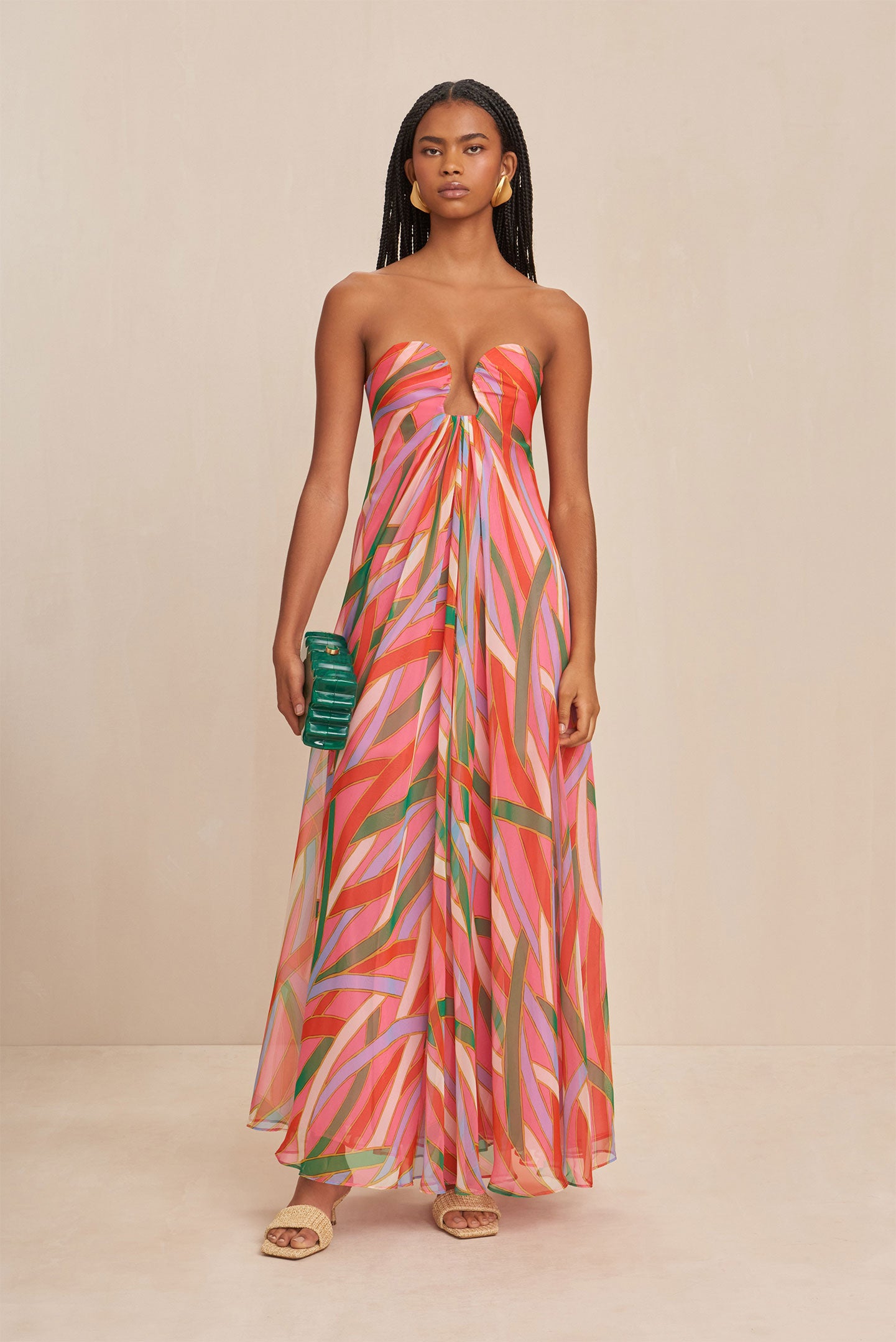 CULT GAIA MISA GOWN IN VINTAGE STRIPE PRINT
