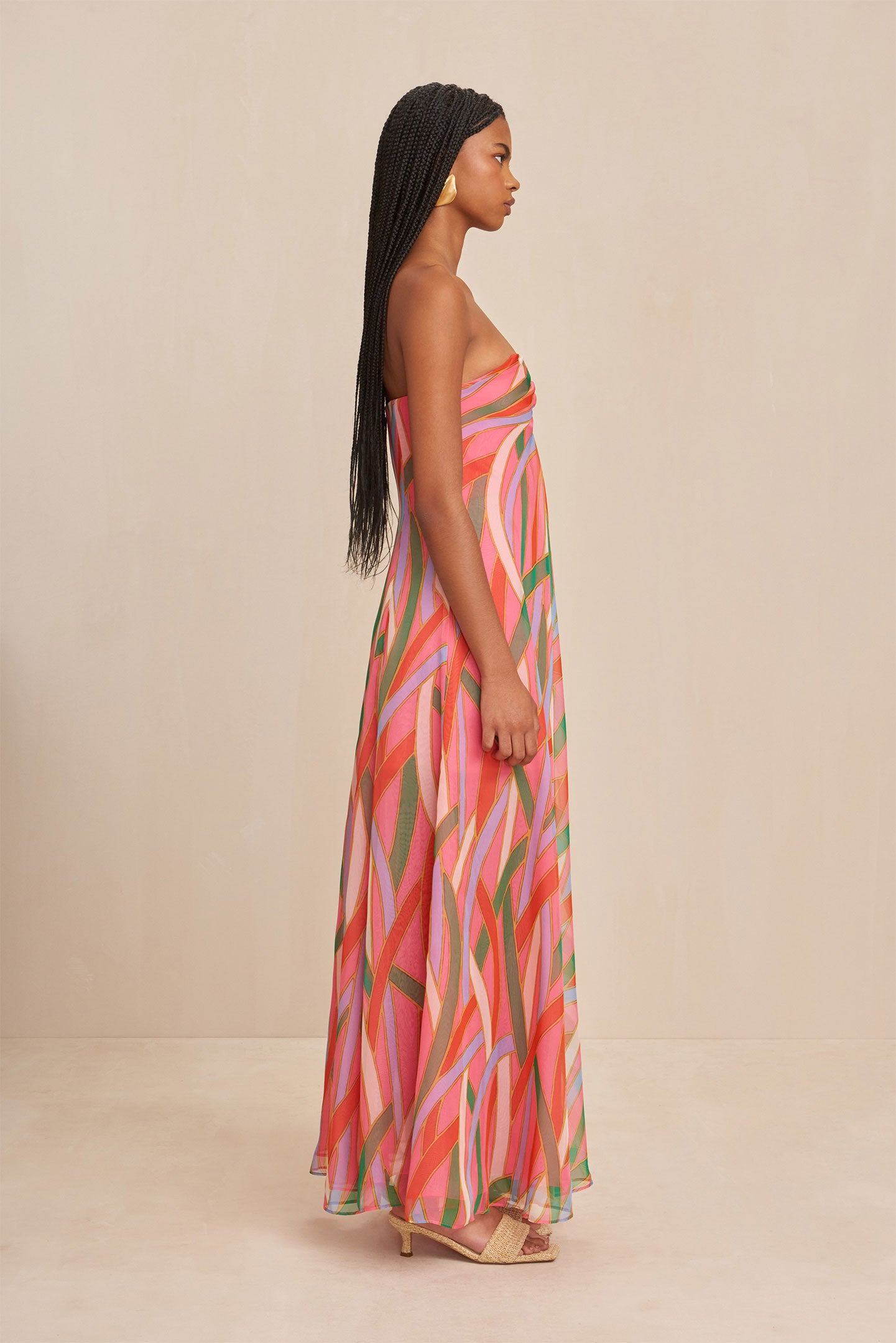 CULT GAIA MISA GOWN IN VINTAGE STRIPE PRINT