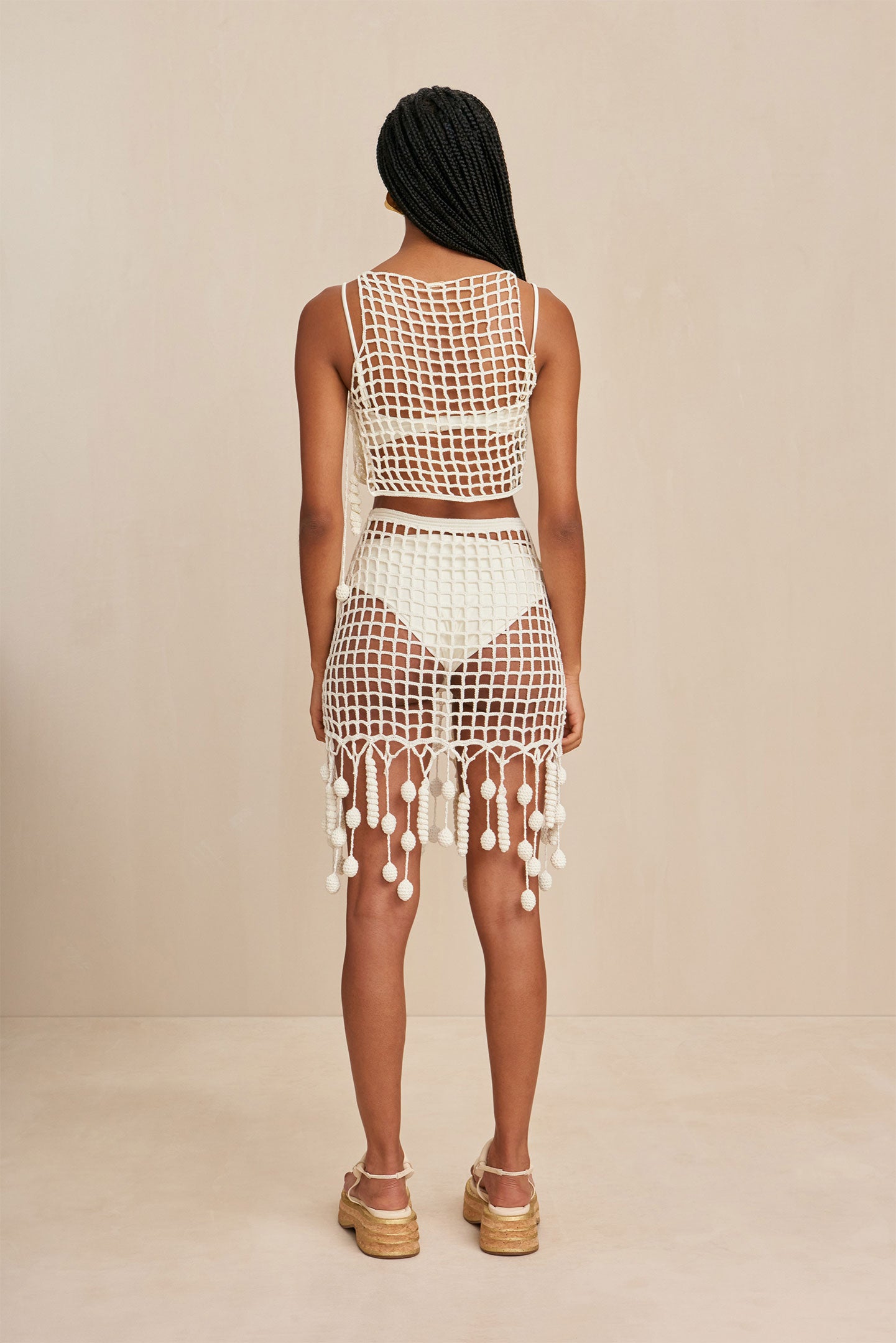 CULT GAIA MOKI CROCHET COVERUP IN OFF WHITE