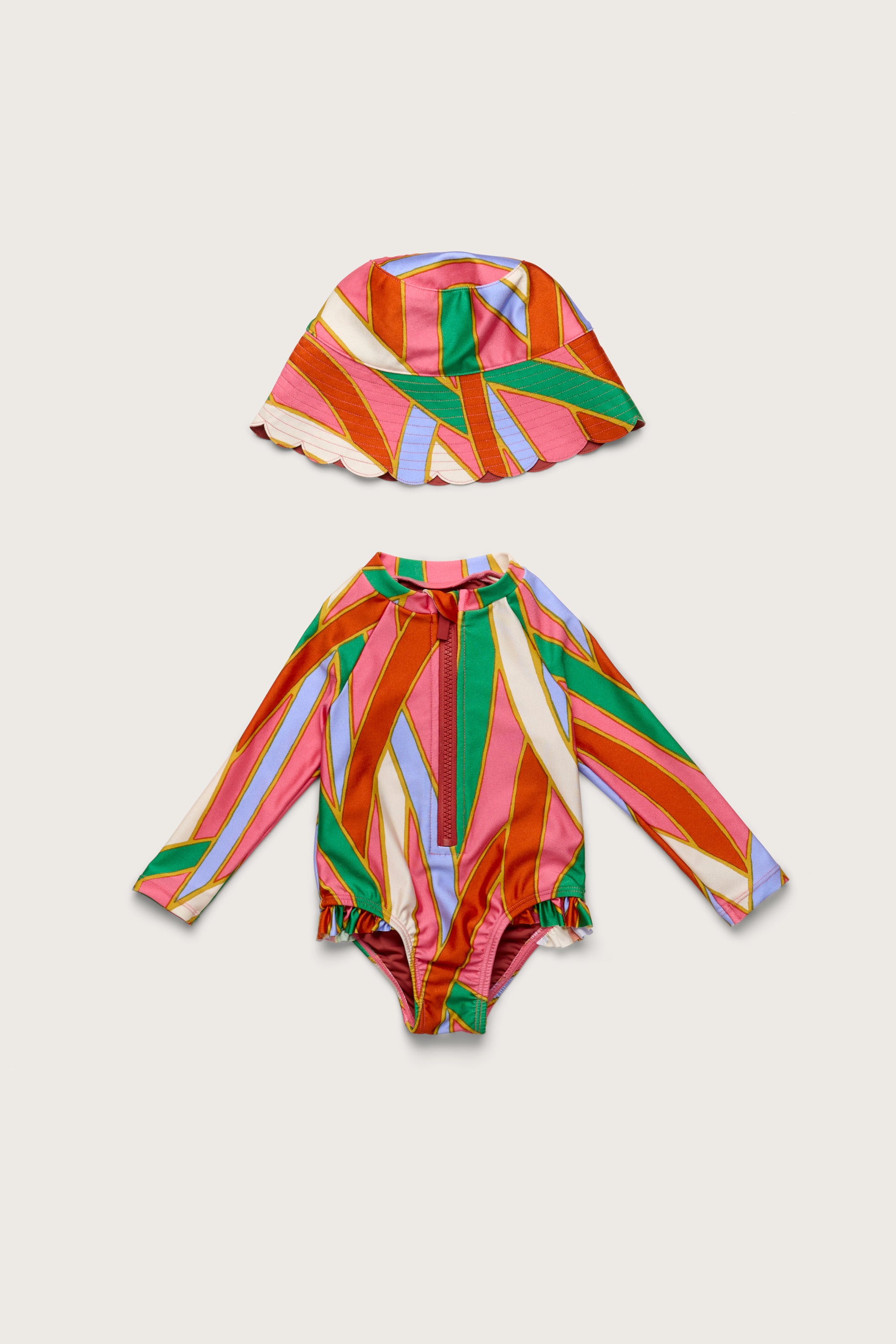 BIJOU BABY RASHGUARD SET - VINTAGE STRIPE PRINT