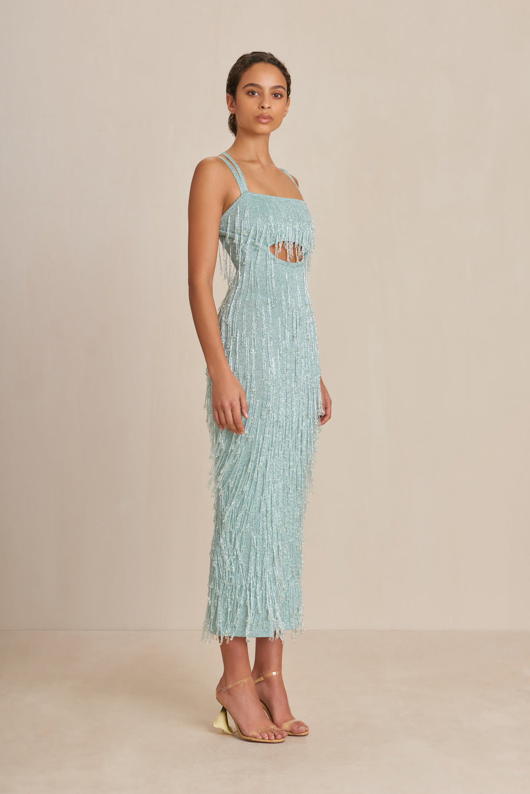 CULT GAIA CATIA KNIT GOWN IN HYDRANGEA SHIMMER