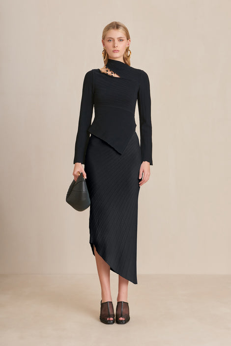 CULT GAIA EKKO KNIT TOP IN BLACK