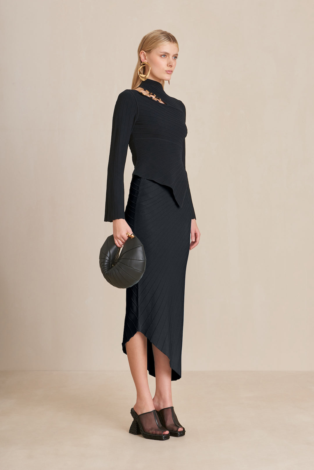 CULT GAIA EKKO KNIT TOP IN BLACK
