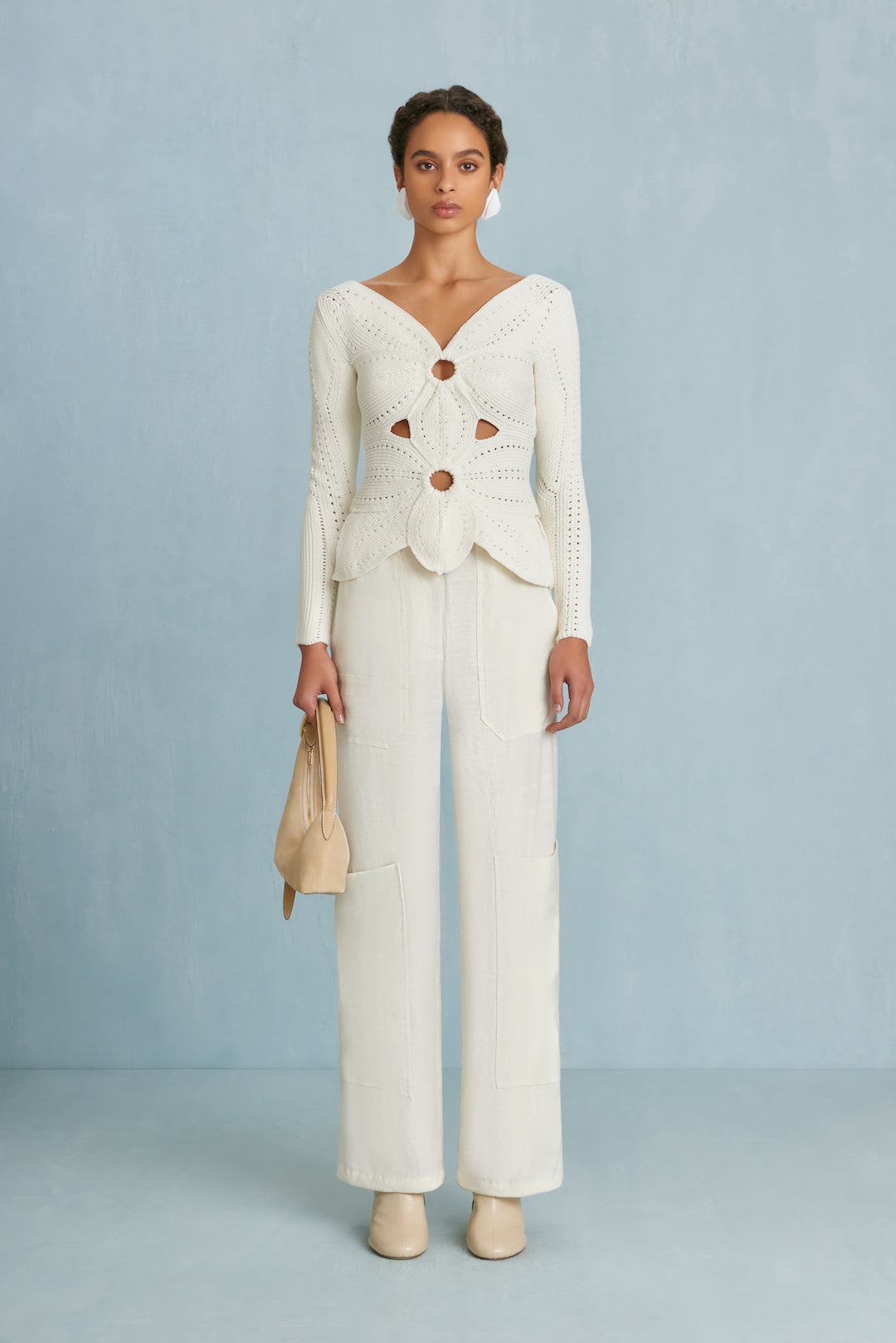 CULT GAIA LULE CROCHET TOP IN OFF WHITE