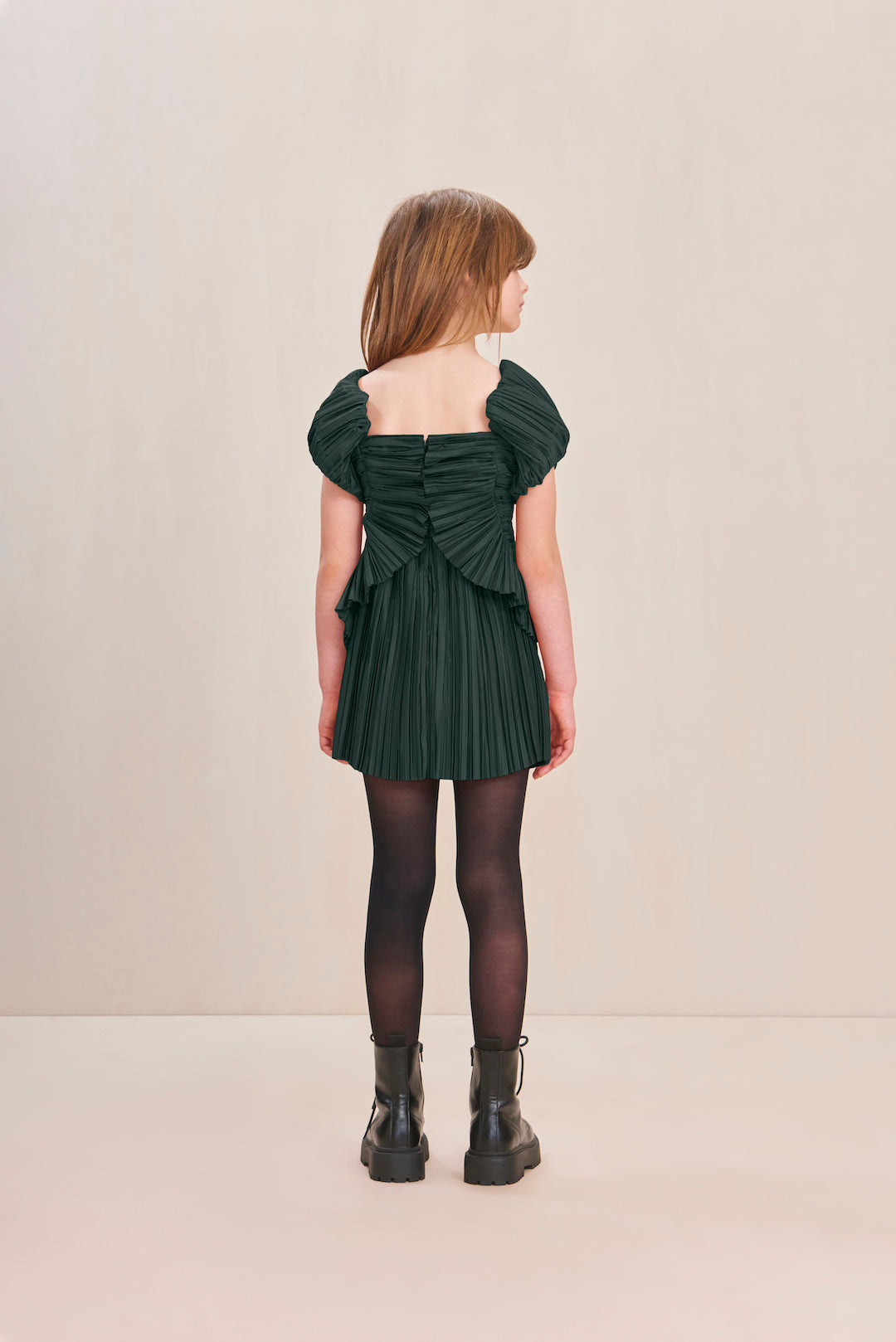 KIDS CHARLIQUE DRESS - FOREST GREEN