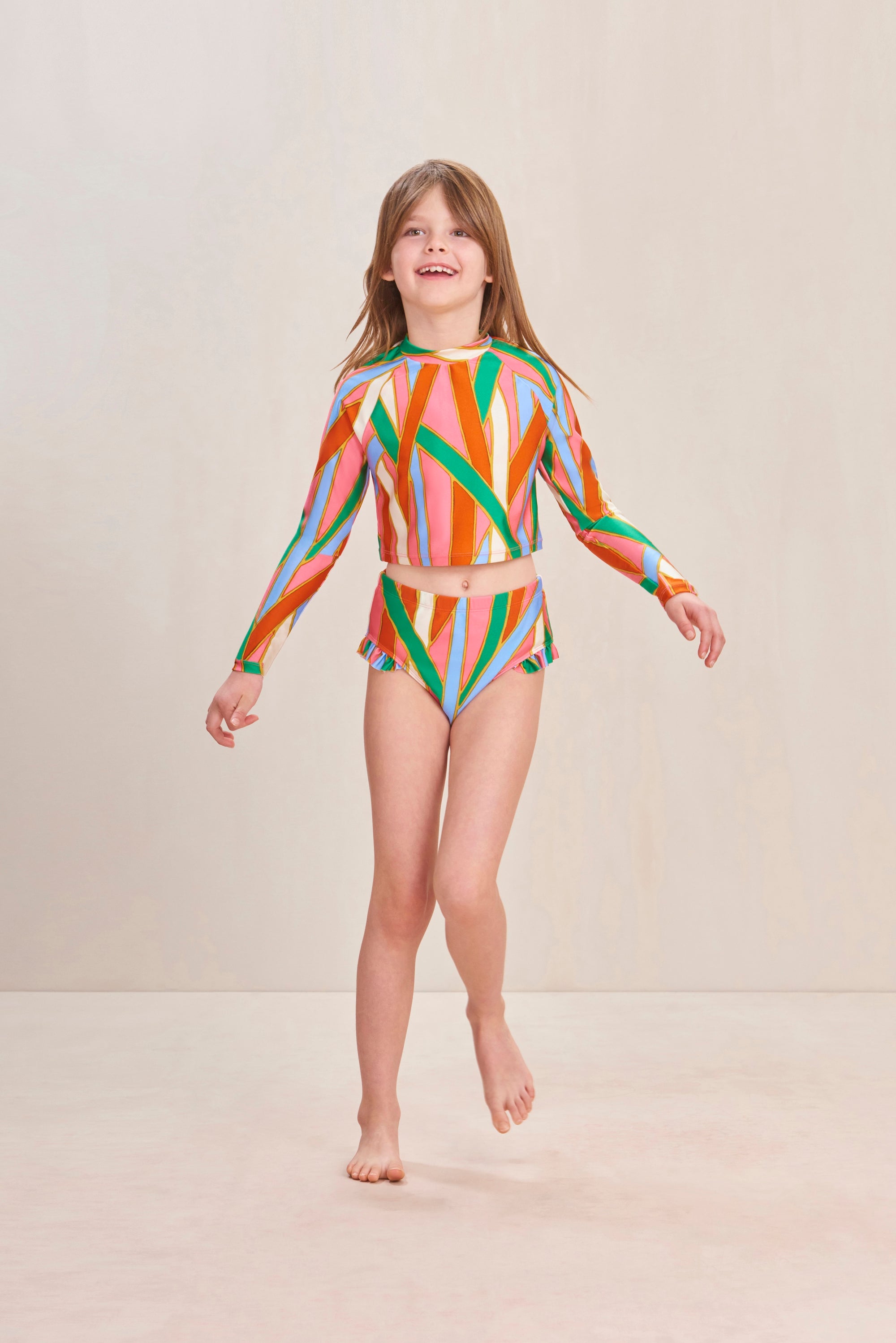 MARY KIDS RASHGUARD SET - VINTAGE STRIPE PRINT