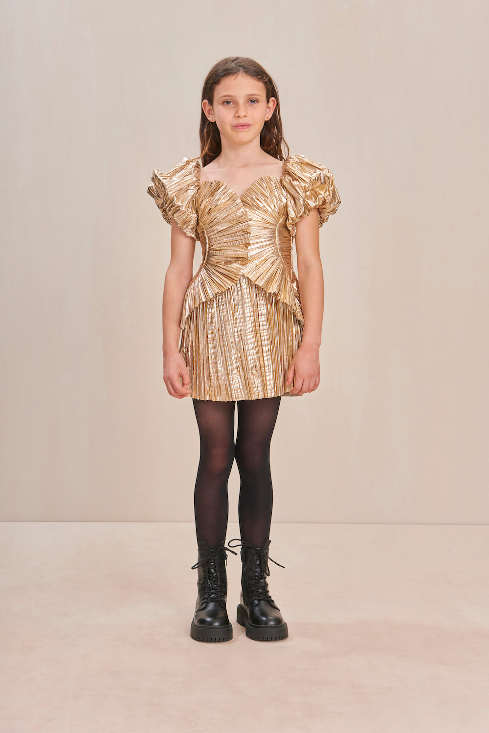 KIDS CHARLIQUE DRESS - GOLD