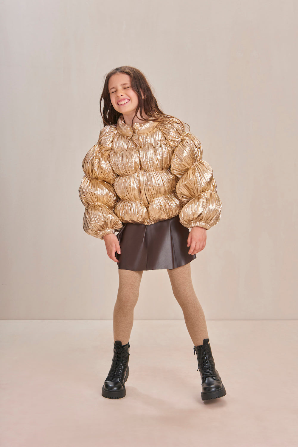 KIDS FRANNIE PUFFER - GOLD FOIL