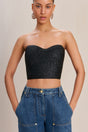 CULT GAIA JACIRA TOP IN BLACK RAFFIA