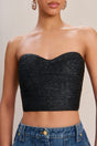 CULT GAIA JACIRA TOP IN BLACK RAFFIA