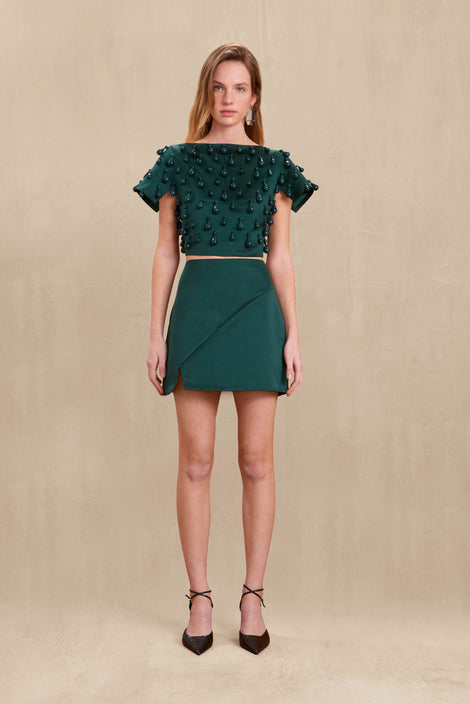 DELINA TOP - FOREST GREEN