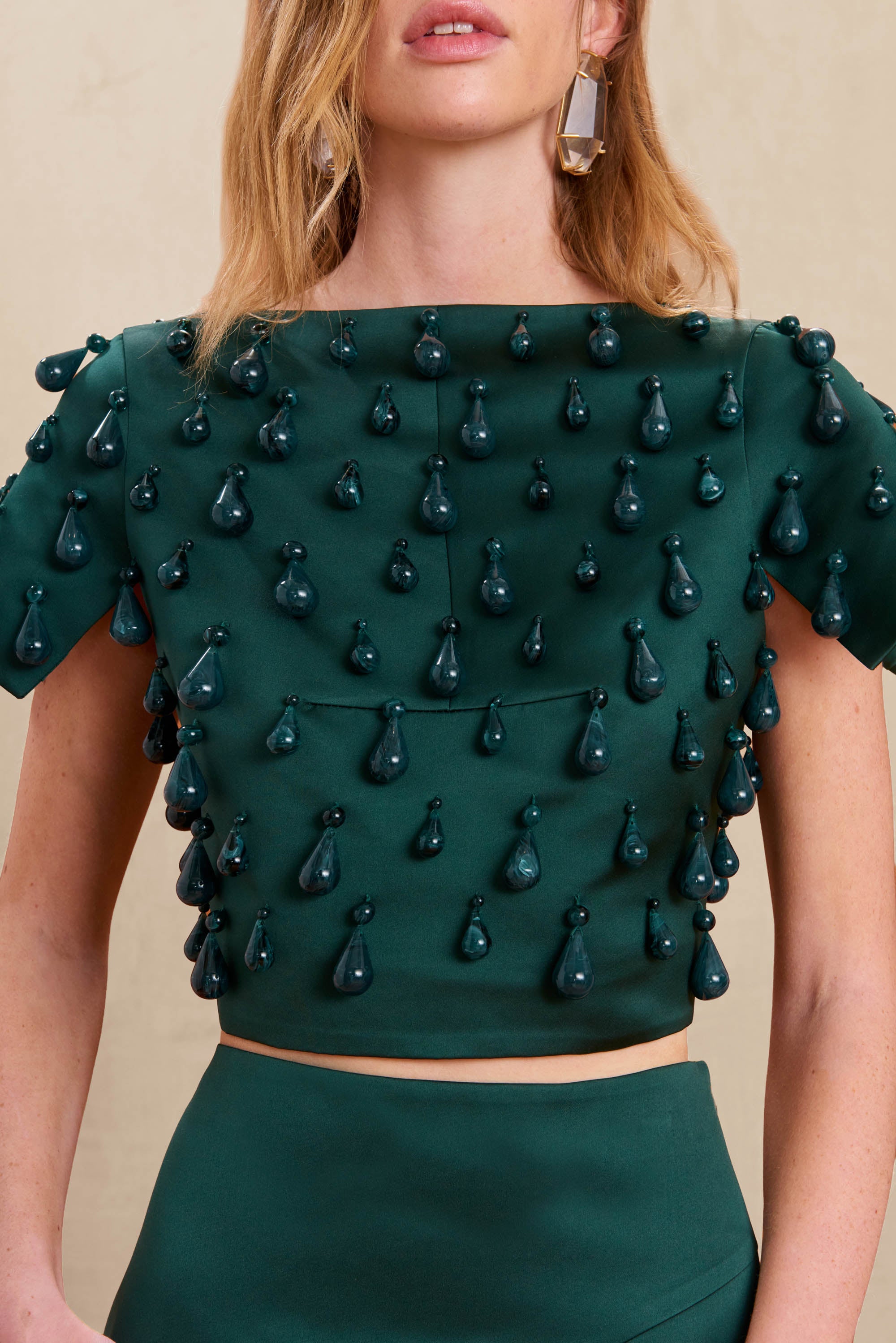 DELINA TOP - FOREST GREEN