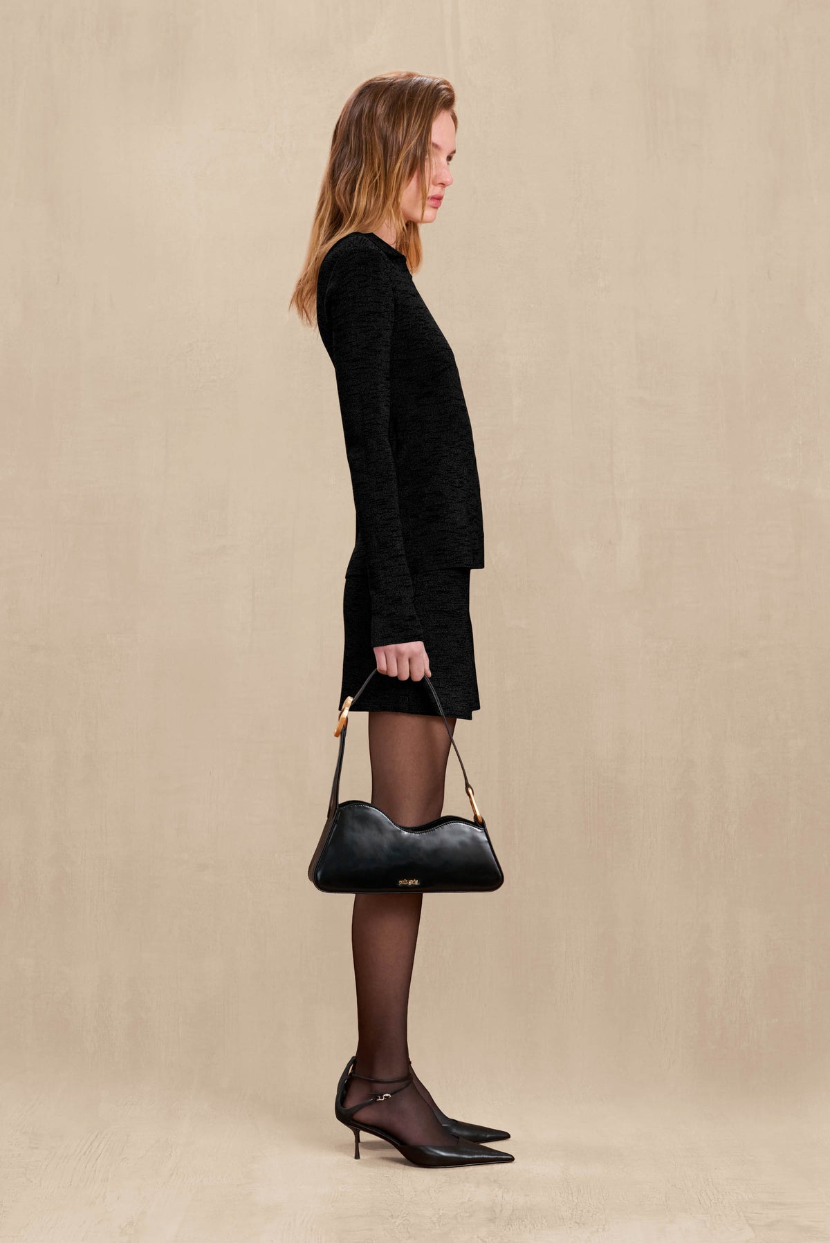 CLADY KNIT SKIRT - BLACK