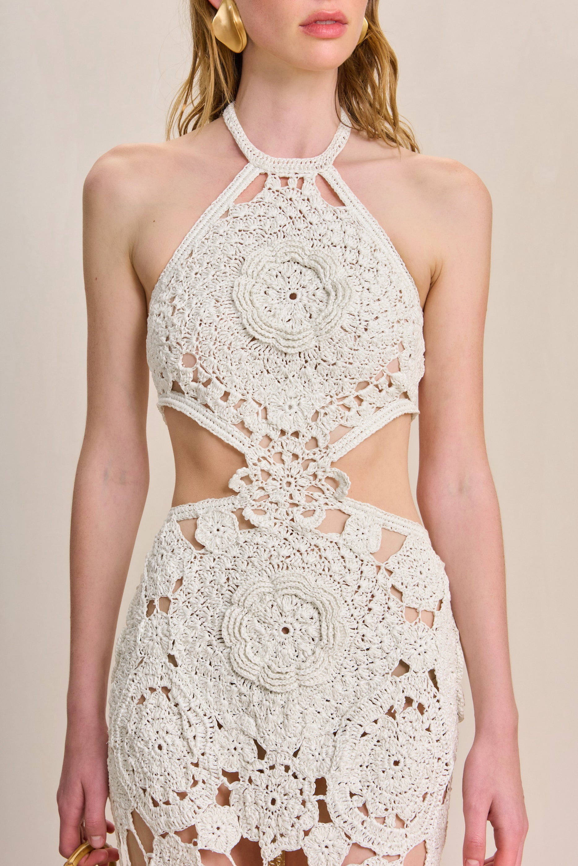 CULT GAIA ACCALIA CROCHET GOWN IN OFF WHITE