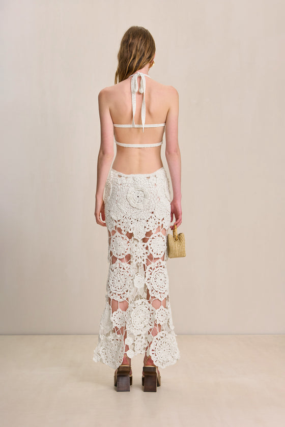 CULT GAIA ACCALIA CROCHET GOWN IN OFF WHITE