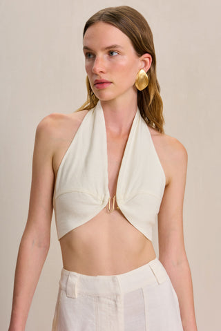 DIEM TOP - OFF WHITE LINEN