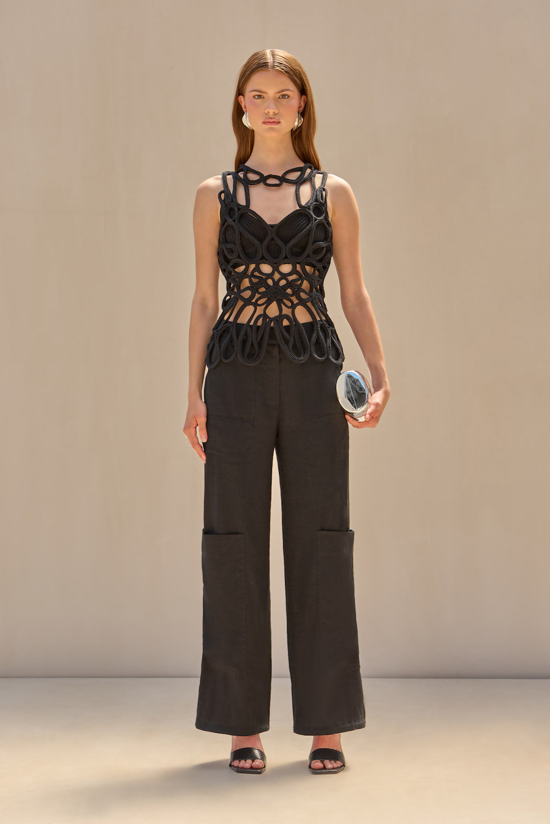 CULT GAIA DANICA CROCHET TOP IN BLACK