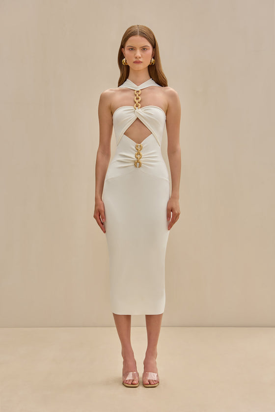 CULT GAIA CRISTOS KNIT DRESS IN OFF WHITE