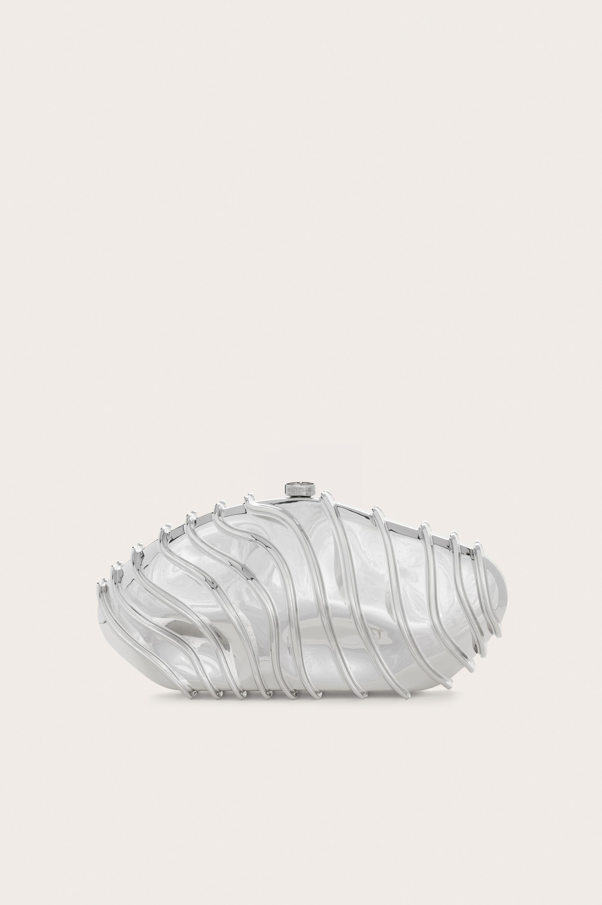 CULT GAIA EZARA CLUTCH IN SHINY SILVER