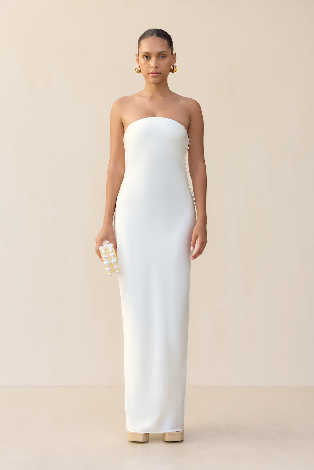 CULT GAIA PERLA GOWN IN OFF WHITE