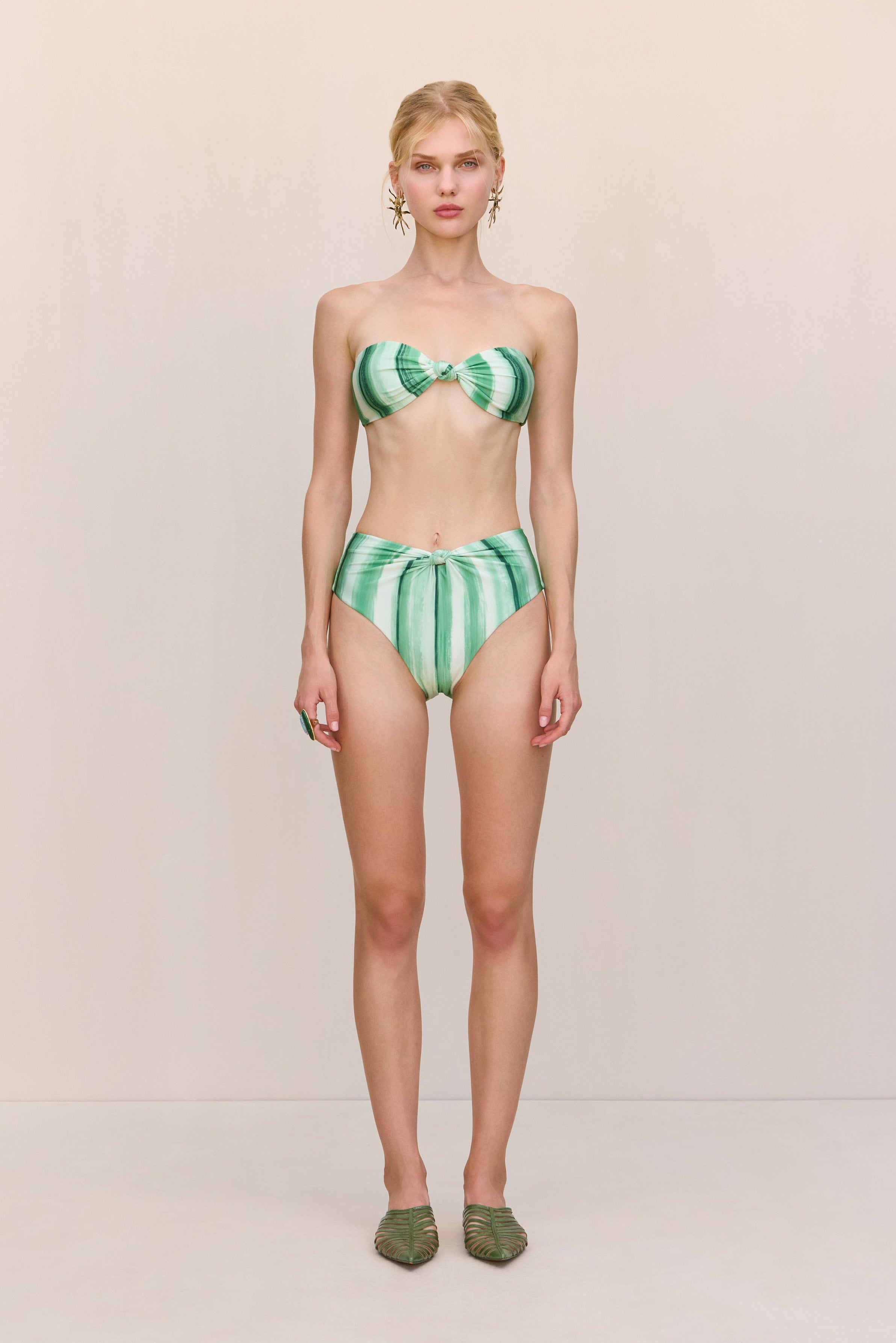 OSWIN BIKINI BOTTOM - CALLA LILY PAINTED STRIPE