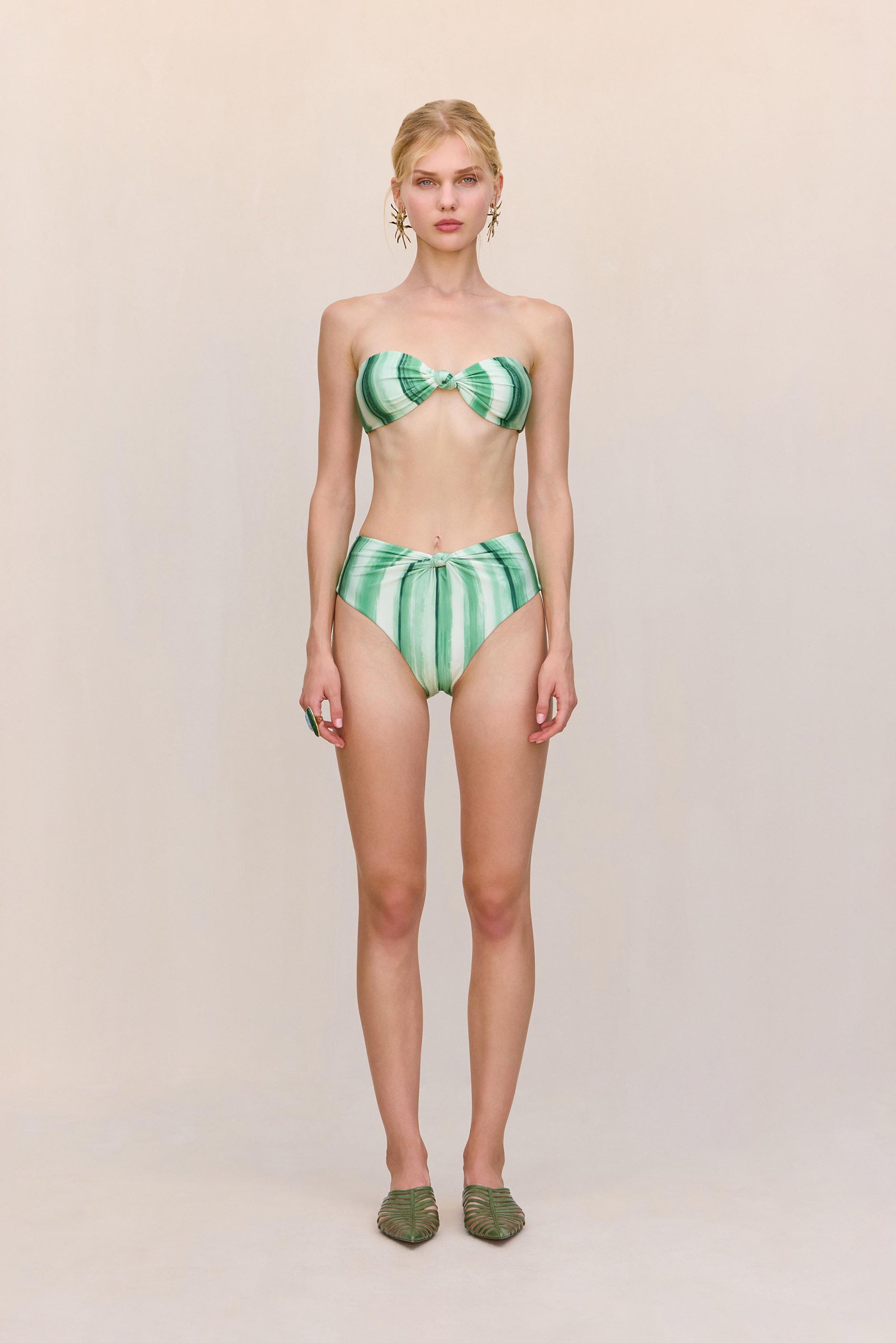 OSWIN BIKINI BOTTOM - CALLA LILY PAINTED STRIPE